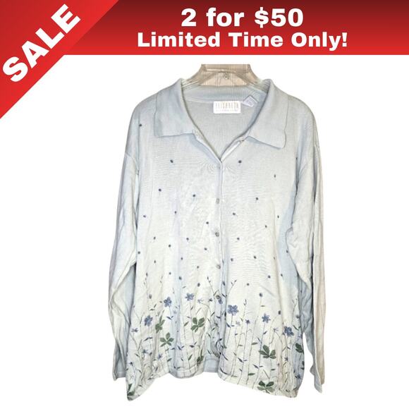 Liz Claiborne Sweaters - [Sale: 2 for $50!] Elizabeth by Liz Claiborne Light Blue Cardigan Sz 2 0205